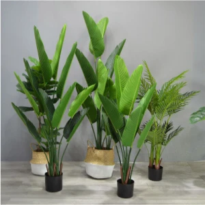 Indoor Landscape Artificial Big Tree Potted Plants Traveller&#x27;s Banana Bonsai Tree For Sale
