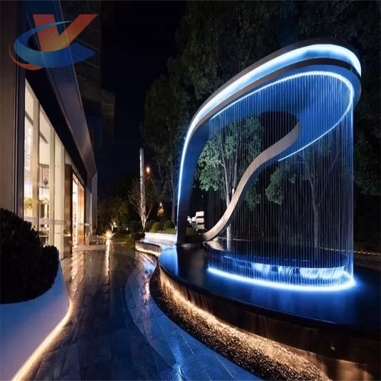 Indoor Outdoor Decoration Water Curtain Fiber Optic Wall with Lighting Waterfall