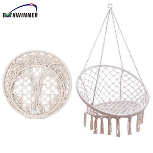 ins hanging chair Nordic style indoor cotton rope woven hanging basket tassel swing