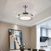 Invisible Laxery Foldable Clear Blade Quorum Smol Bauhaus Satin Nickle Ceiling Fan With LED Light