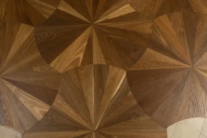 Italy trendy luxury hotel interior engineering timber floor tiles art design parquet inlay black walnut oak solid wood flooring