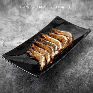 Japanese style stocked black bright glazed rectangle plate 11&quot; sushi/fruit serving porcelain tray