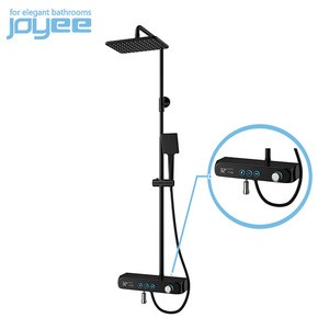 JOYEE thermostatic handheld bath shower set top rain shower wall mount black rain bathroom shower faucet set