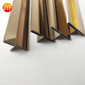 JYFA5107 Decorative Brushed Wall Skirting Metal Strip T Shape Tile Trim 201 Stainless Steel T Profile Ceiling Skirting