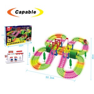 Kids toys 2018 B/O mini luminous rail light-up toys noctilucence track car