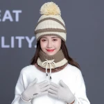 knitted women winter hat and scarf set women's hat knitted cap/hat custom beanie