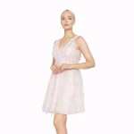 Ladies Ostrich Bead Sequin Sleeveless A Line Evening Feather Cocktail Dress