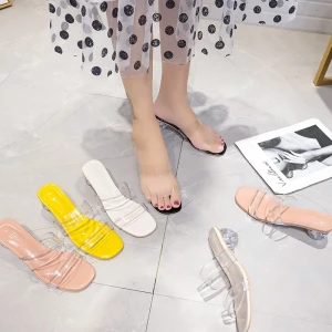 Lady transparent high-heeled sandals slipper 6651