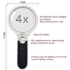 Large 4 LED Handheld Magnifying Glass with Light,4X 30X Lens Portable Illuminated Magnifier For Reading, Macular Degeneration