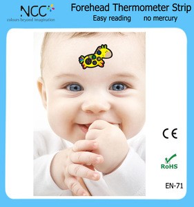 LCD cartoon reusable forehead temperature thermometer fever test strips with adhesive sticker