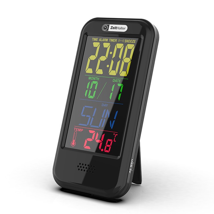 Lcd Color Screen Digital Desktop Alarm Clock Usb Charging Alarm Outdoor Clock And Temperature Setting