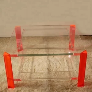 Living room furniture neon pink clear acrylic coffee table