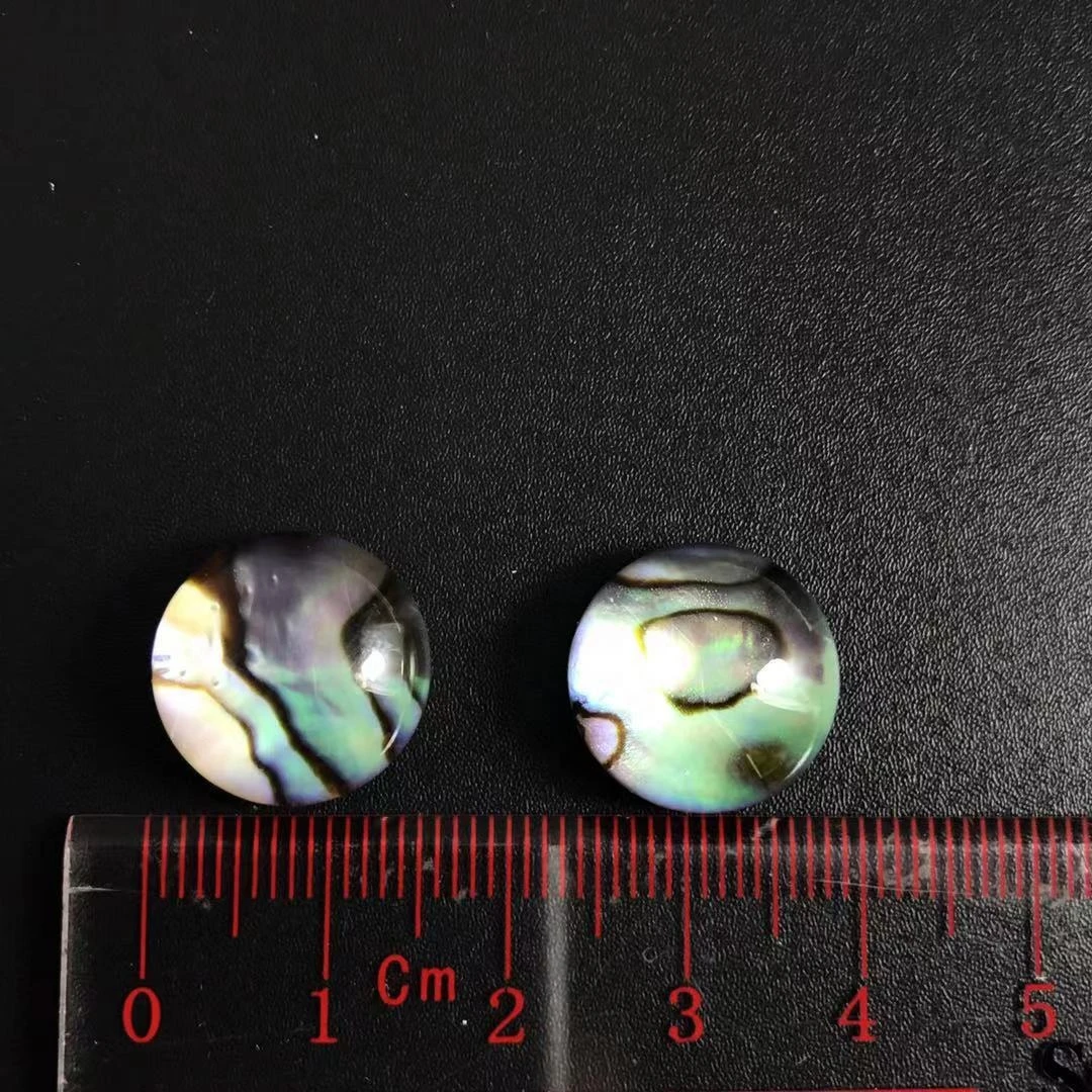 Manufacture Natural Shell Abalone Round with Crystal Cabochon 15mm