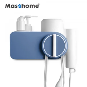 Masthome cheap price plastic multi functional storage wall mounted bathroom hair dryer rack