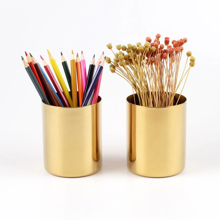 Maxery table decoration gold stainless steel flower vase and pencil case