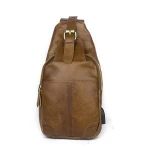 Men Cowhide Outdoor Shoulder Bag USB Charging Interface Multifunction Crossbody Bag Genuine Leather Casual Chest Pack