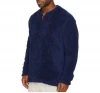 Mens Henley Cuddle Fleece Lounge Top Pullover Shirt Sleepwear
