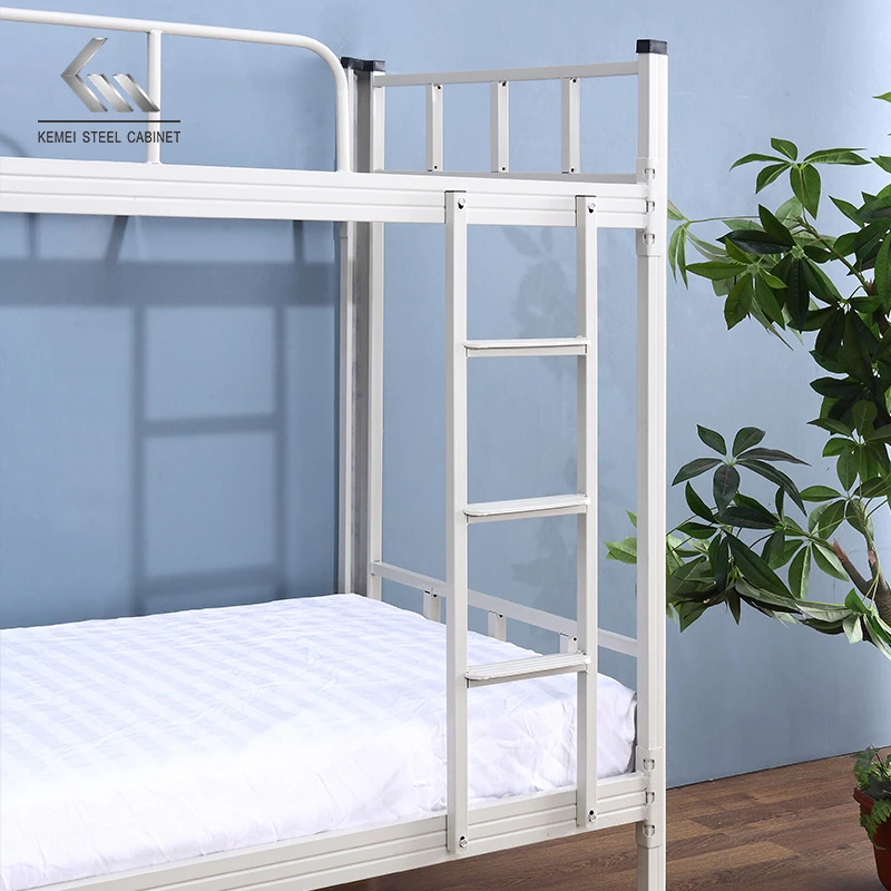 Metal frame heavy duty and dormitory design steel bunk bed with ladder