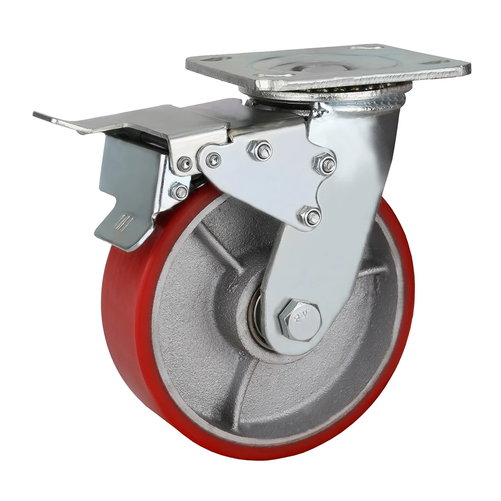 metal iron machine pan workbench plastic PU swivel with break industrial heavy duty caster wheels