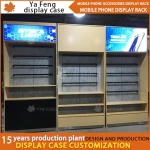 Metal Mobile Store Furniture Cell Phone Charger Display Wood Rack Phone Showcase Stand