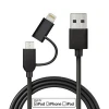 Mobile phone accessories 2-in-1 design mfi cables for phone for iphone & android devices