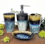 modern ceramic bathroom set with reactive glaze