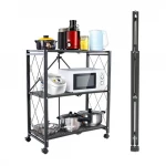 modern design 4 layers folding furniture living room bedroom balcony kitchen book shelf foldable display rack shelf with wheels