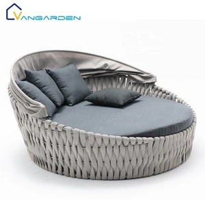 Modern Luxury Hotel Garden Aluminum Rope Chaise Lounge Daybed Sunbed Outdoor Furniture