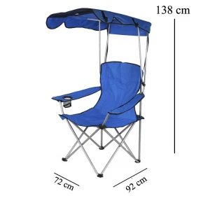 Modern Recliner Beach Camping Lounge Armchair Foldable Mesh Luxury Padded Folding Chair wtih Canopy
