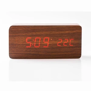 Modern sensor Dual led display digital & analog digital clocks and wood alarm clock