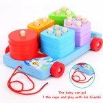 Montessori early education toys geometric matching trailer wooden toys