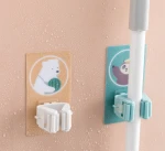Mop Broom Holder Self Adhesive Mop Grip Holders Wall Mount Broom Hanger Tool Organizer Rack