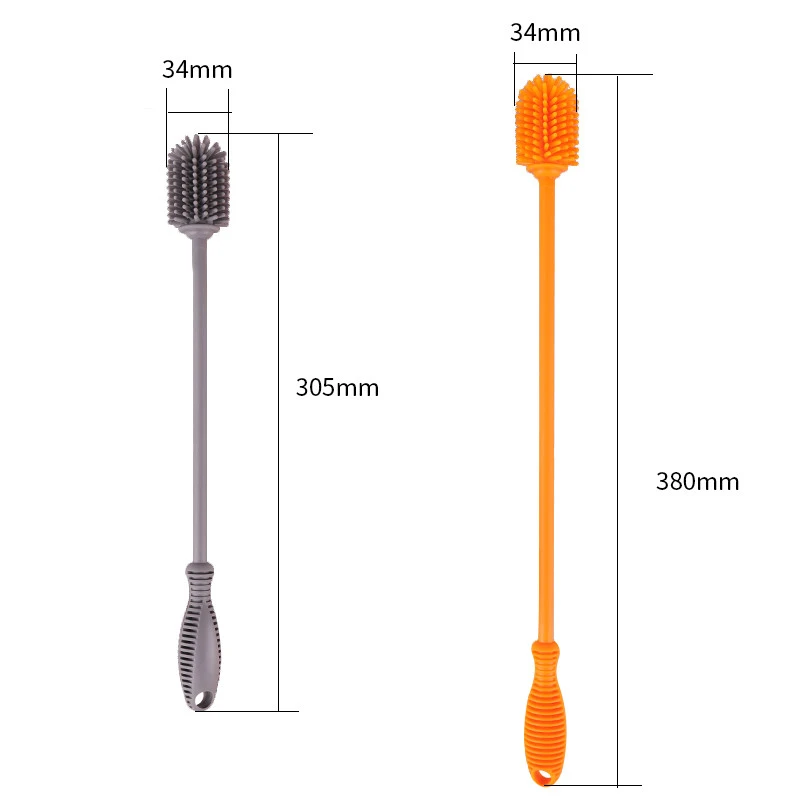 Multi Function Extended Handle Silicone Bottle Cleaning Brush Scrubbing Long Handle Silicone Hand Brush Cleaner