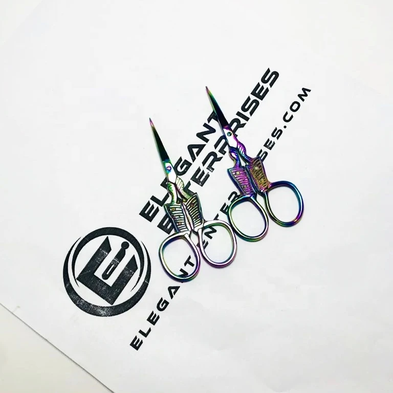 Multi Rainbow Finish stainless steel small scissor cuticle scissors/High Quality Scissor For Manicure