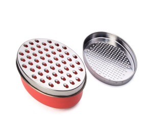 Multifunctional Oval Shape stainless steel cheese vegetable grater with container and exchangeable blade