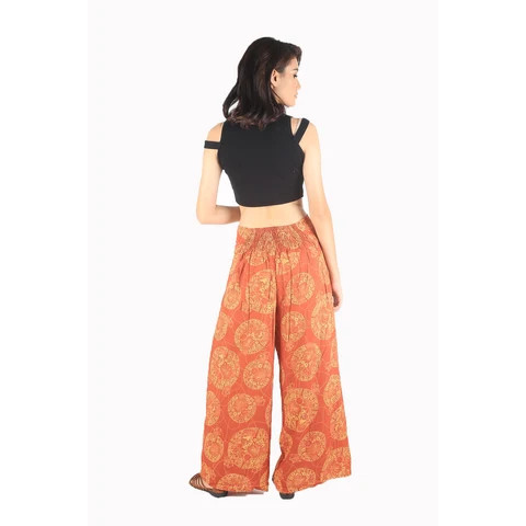 NAPAT Floral Classic Women Palazzo pants in Orange PP0076 020098 04 READY TO SHIP