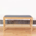 Natural Bamboo Entryway Wearing Shoe Seat Shoes Rack Bench Wooden Benches