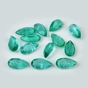 natural emerald doublet pear shape brillion cut 8x16 mm loose gemstone