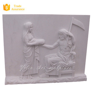 Natural Stone Marble Hand Carving Wall Relief With Statue YL-F064