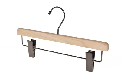 Natural Wooden Pant Hanger with Adjustable Clip for Display