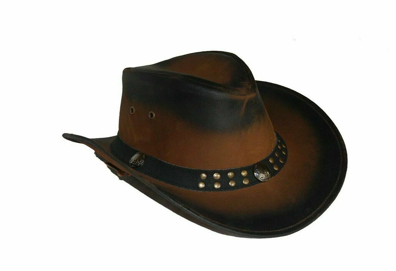 New 2021 Australian Style Faded Leather Cowboy Hat Western Buffalo Coin Hat