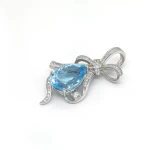 New Arrivals Sterling Silver 925 Jewellery Bow Tie Pendant Necklace With Natural Topaz Gemstone