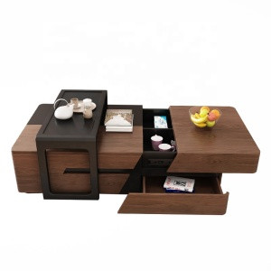 New Chinese Design Living Room Side Table Wood Lift Up Coffee Table Furniture Sets