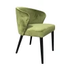 New design black wood leg green velvet restaurant dining chair