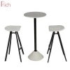 New Design Cement Comercial Furniture Circle Center High Tea Table  Metal Base Concrete Chair And Bar table