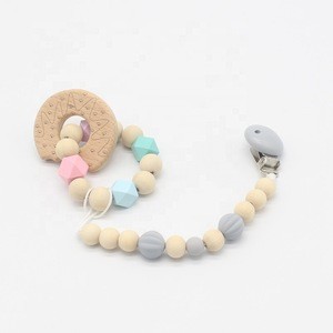 New Design Cute Silicone Wood Teething toys BPA Free Silicone Baby Teether