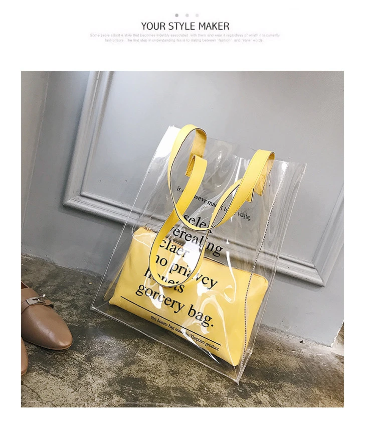 new fashion clear waterproof plastic PVC shopping bag tote beach bag