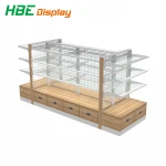 New Style Supermarket Equipment Steel Shelves Wooden Gondola