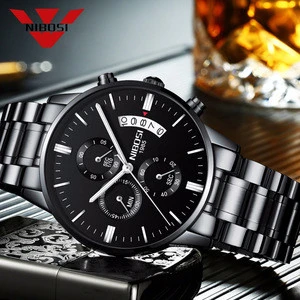 NIBOSI Relogio Masculino Men Watches Luxury Famous Top Brand Mens Fashion Chronograph Watch Military Designer Wristwatches Gold