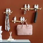 Nordic bird decoration hook creative porch wall seamless key row hook free perforation wall decoration wall hanging coat hook